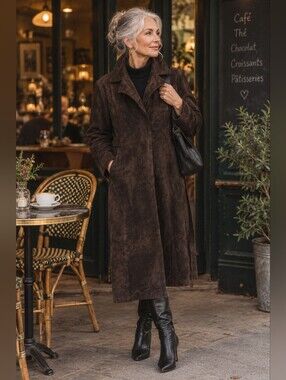 True Vintage Leather Suede Coat From Leader Furs, Rich Brown, Satin Lining